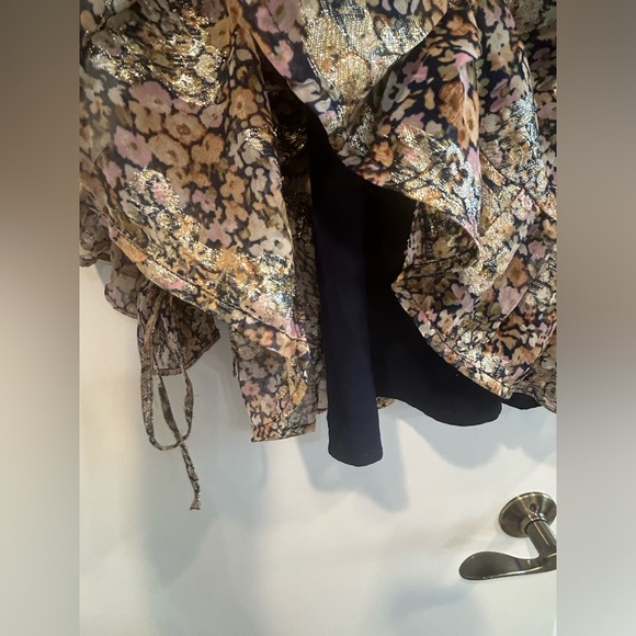 ASOS DESIGN mini smock dress tie waist ditsy Floral print chiffon Petite Size 8 - Picture 7 of 15